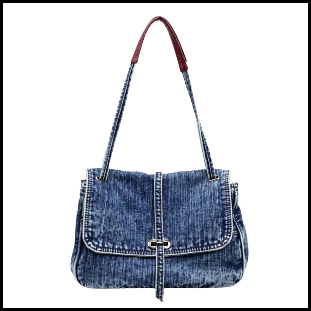 Denim Tote Bag Casual Retro Aesthetic Crossbody Shoulder Messenger Purse